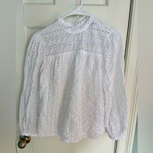 J. Crew White Eyelet Blouse, size S